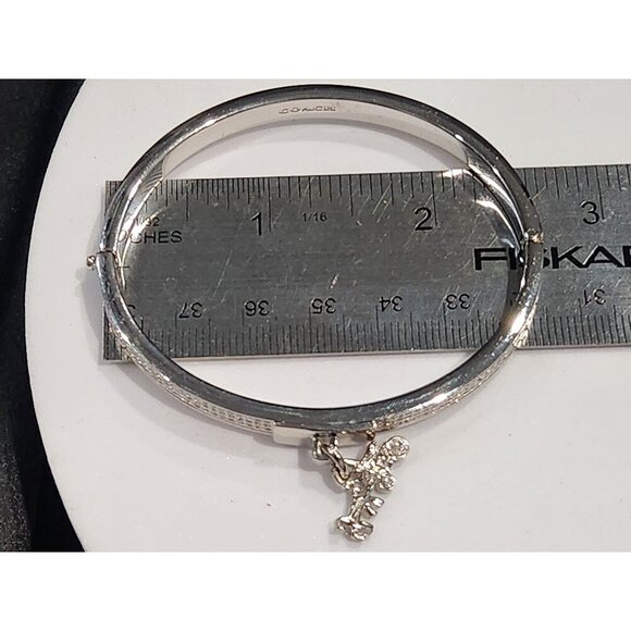 Coach Pavé Crystal Horse & Carriage Silver-tone Hinged Bracelet Charm Bangle - Picture 7 of 9